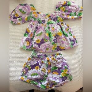 Janie and Jack Hawaii Tropical Vacation short set size 8 tag size 7 Purple